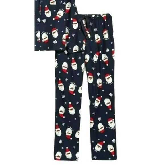 Old Navy Flannel Pants Pajamas Blue Walnut Santa Womans XXL JJ3422 - Picture 1 of 3